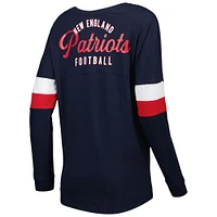 T-shirt à manches longues léger lacets pour femme New England Patriots Athletic Era bleu marine