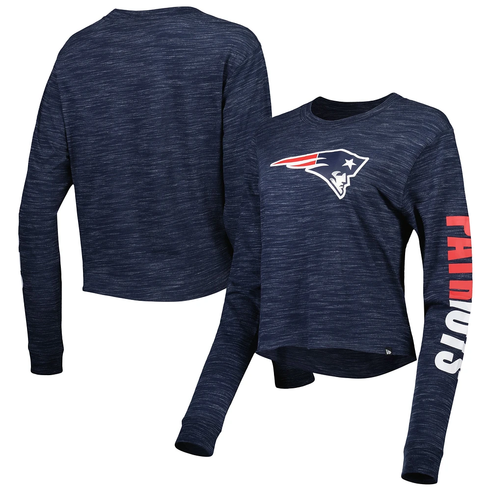 T-shirt court à manches longues pour femme des New England Patriots Era bleu marine