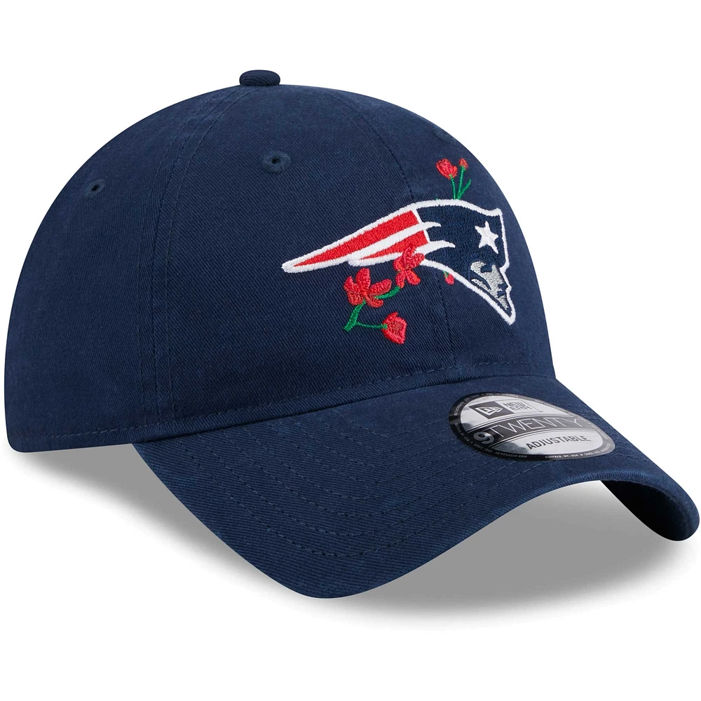 Women's New Era Navy New England Patriots Game Day Flower 9TWENTY Adjustable Hat