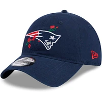 Women's New Era Navy New England Patriots Game Day Flower 9TWENTY Adjustable Hat