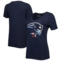 Women's New Era Navy England Patriots Ink Dye Sideline V-Neck T-Shirt