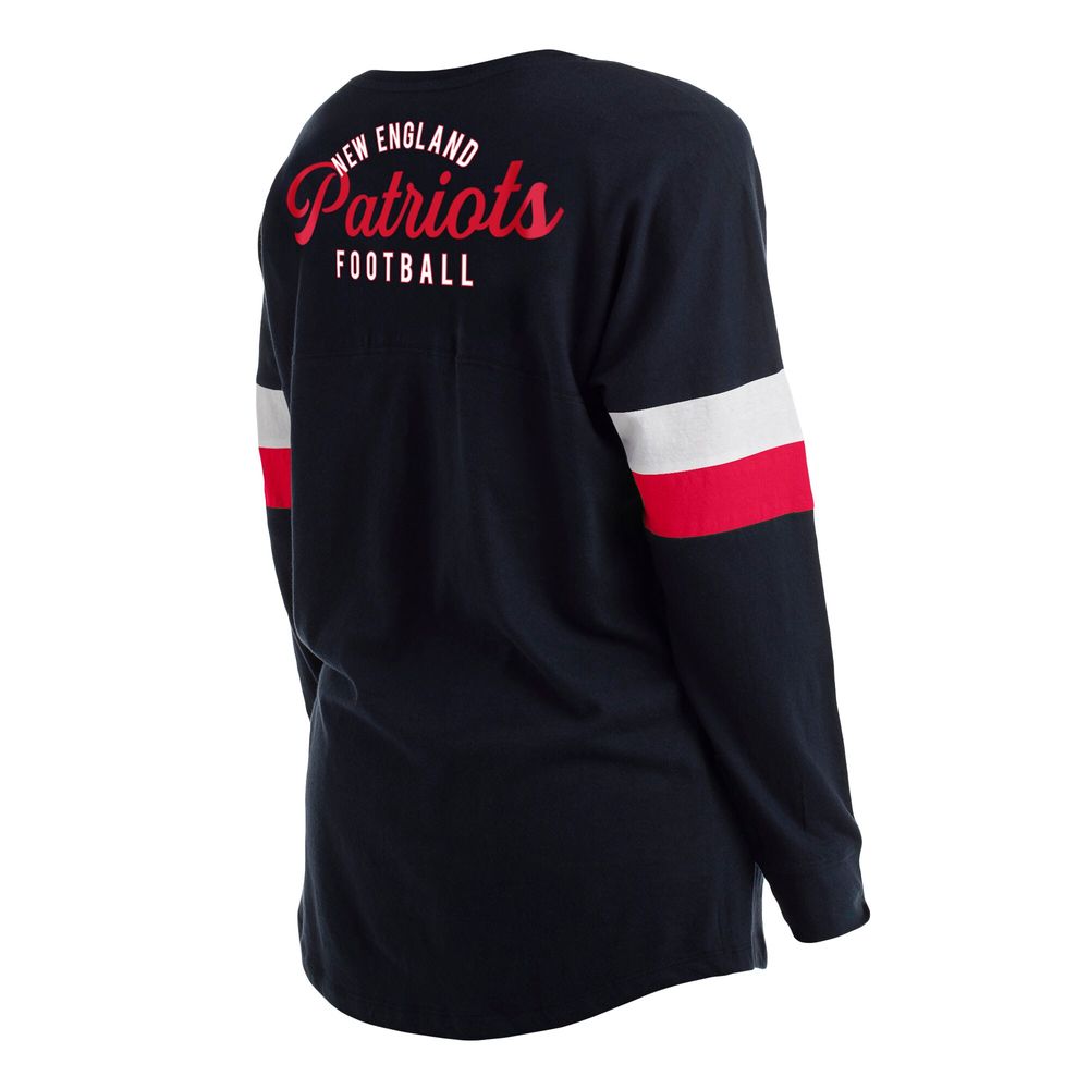 Lids New England Patriots Era Women's Athletic Varsity Lace-Up Long Sleeve  T-Shirt - Navy/White