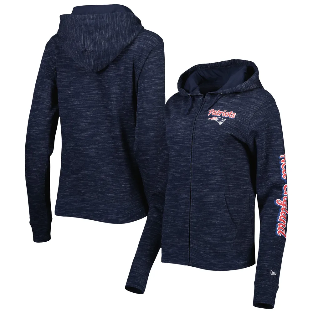 Sweat à capuche et fermeture éclair inversée des New England Patriots pour femme Era bleu marine