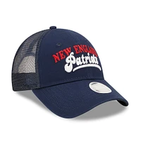 Women's New Era   Navy New England Patriots Team Trucker 9FORTY Snapback Hat