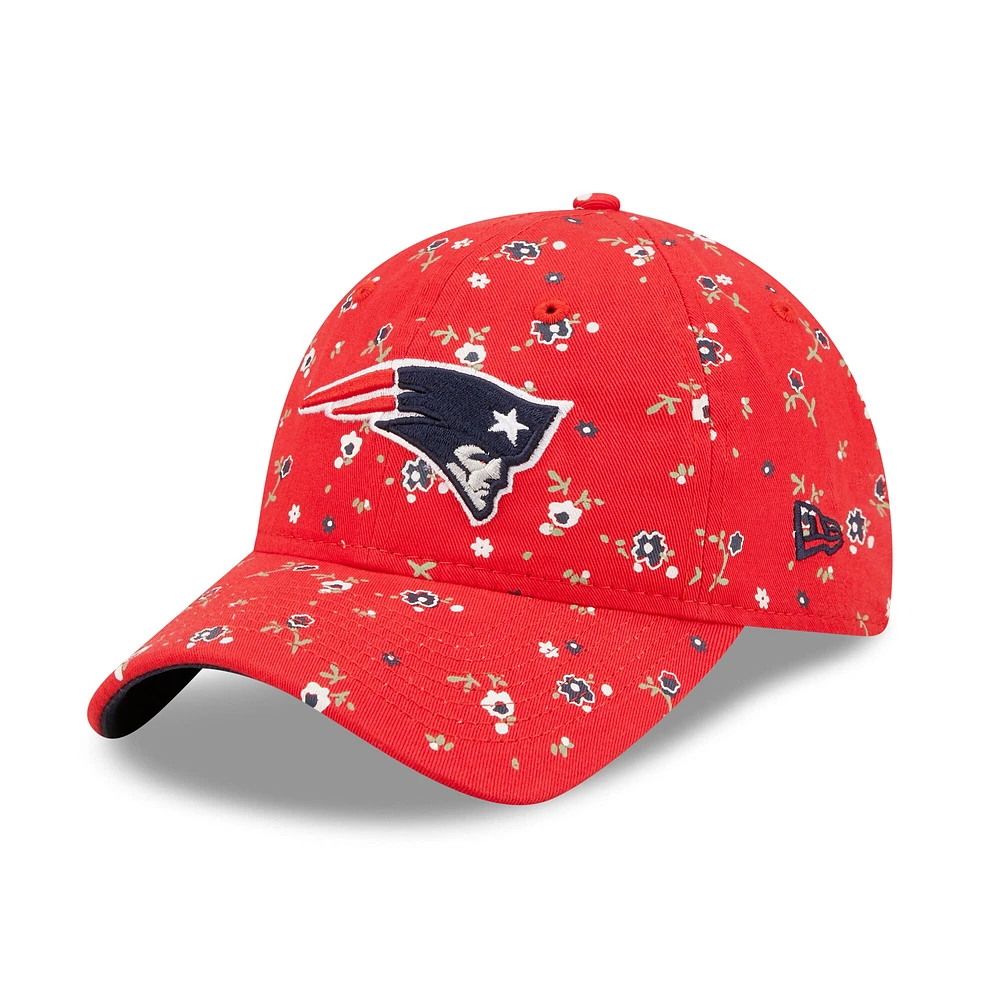 Women's New Era Red New England Patriots Logo Floral 9TWENTY - Adjustable Hat