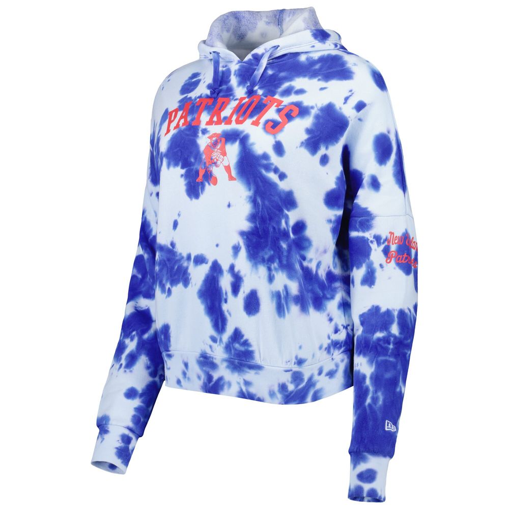 Women's New Era Royal England Patriots Cloud Dye Fleece Pullover Hoodie