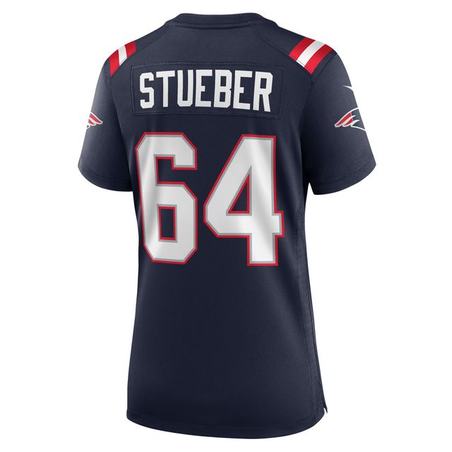 Maillot de joueur match des New England Patriots Nike Andrew Stueber pour femme, bleu marine