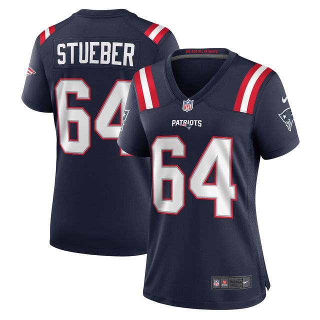 Maillot de joueur match des New England Patriots Nike Andrew Stueber pour femme, bleu marine