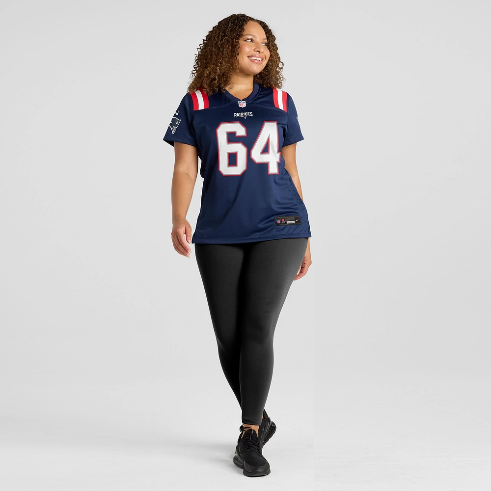 Maillot de joueur match des New England Patriots Nike Andrew Stueber pour femme, bleu marine