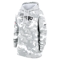 Women's Nike Arctic Camo New England Patriots 2024 Salute To Service Club Fleece Oversized Pullover Hoodie