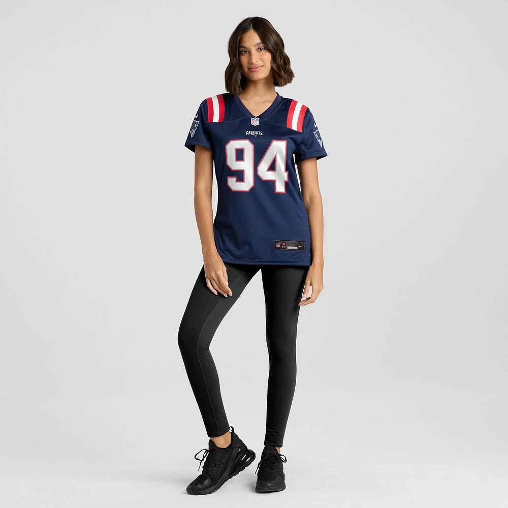 Maillot de match Nike Armon Watts bleu marine pour femme des New England Patriots