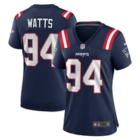 Maillot de match Nike Armon Watts bleu marine pour femme des New England Patriots