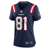 Maillot de match Nike Austin Hooper bleu marine des New England Patriots pour femme