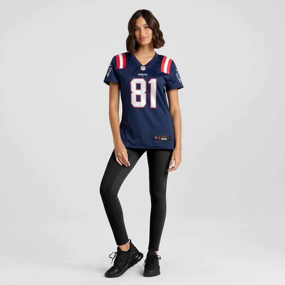 Maillot de match Nike Austin Hooper bleu marine des New England Patriots pour femme