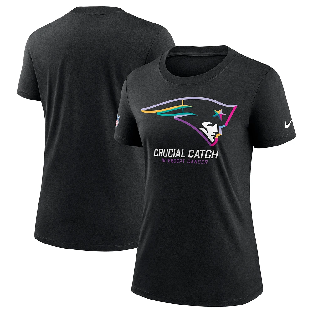 T-shirt Nike noir pour femme New England Patriots NFL Crucial Catch Tri-Blend 2024