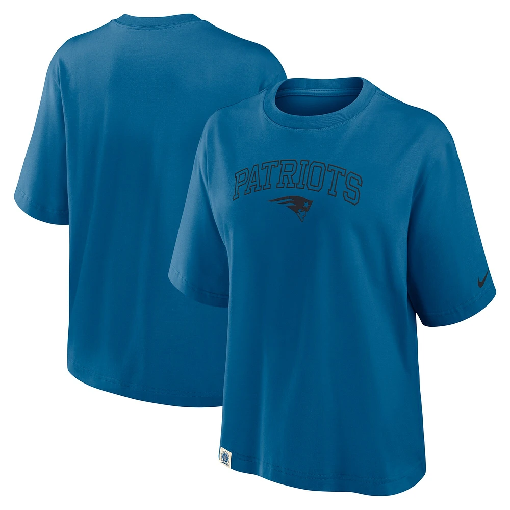 Women's Nike Blue New England Patriots Glory Arch Boxy T-Shirt