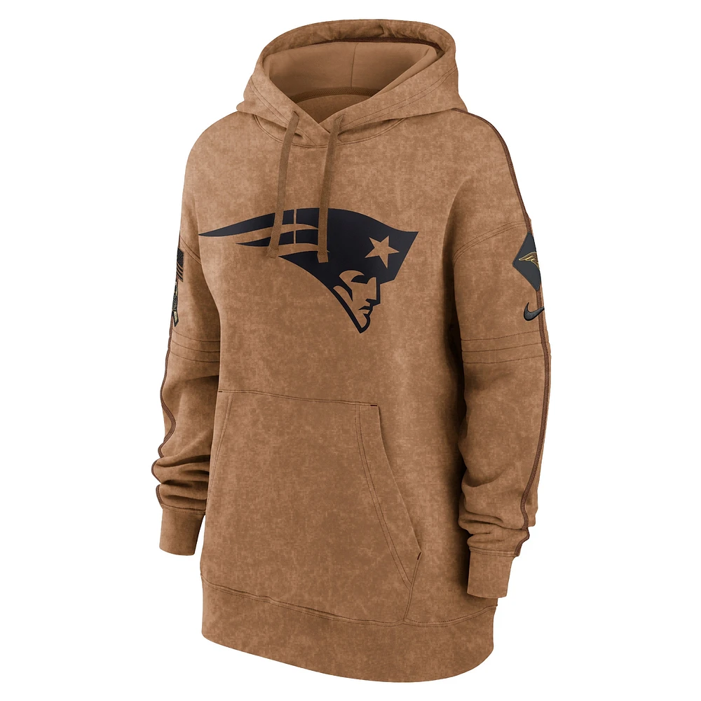 Women's Nike  Brown New England Patriots 2023 Salute To Service Pullover Hoodie