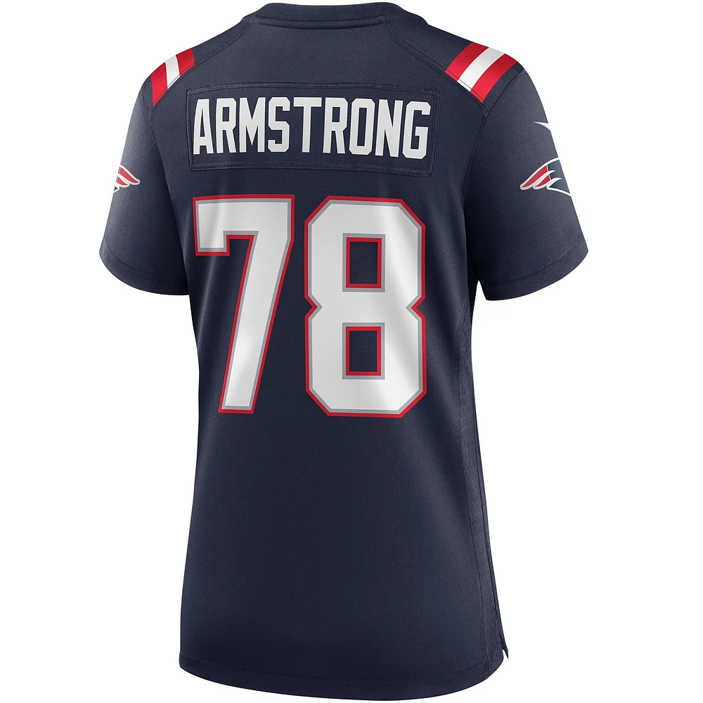 Maillot de joueur retraité Nike Bruce Armstrong Navy New England Patriots Game pour femme