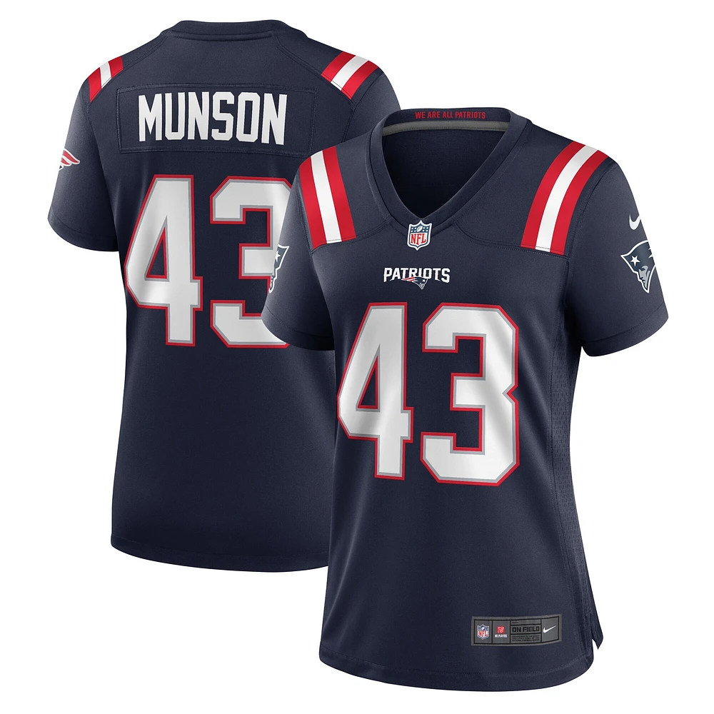 Maillot de joueur des New England Patriots Nike Calvin Munson pour femme, bleu marine