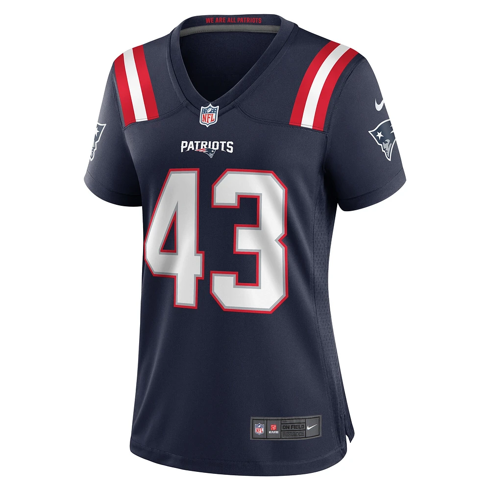 Maillot de joueur des New England Patriots Nike Calvin Munson pour femme, bleu marine