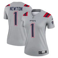 Haut Nike Cam Newton pour femme, gris, avec légende inversée, joueur de performance, New England Patriots