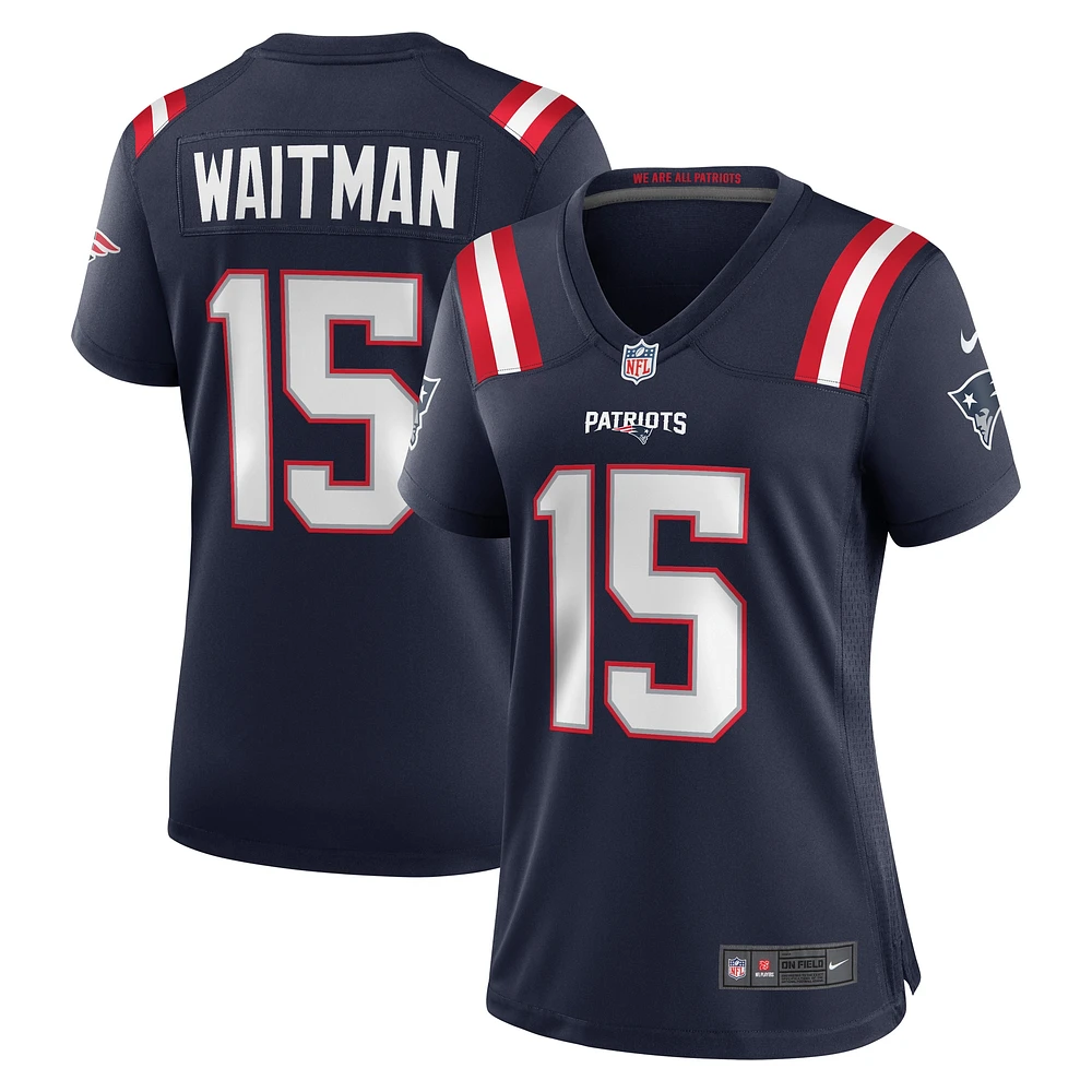 Maillot de match des New England Patriots Nike Corliss Waitman pour femme, bleu marine