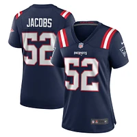 Maillot de match Nike Curtis Jacobs bleu marine pour femme des New England Patriots