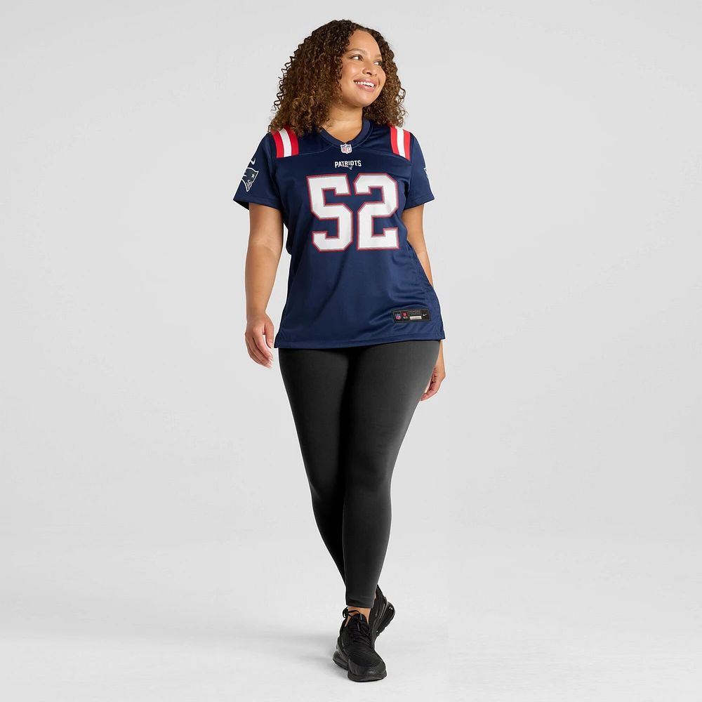 Maillot de match Nike Curtis Jacobs bleu marine pour femme des New England Patriots