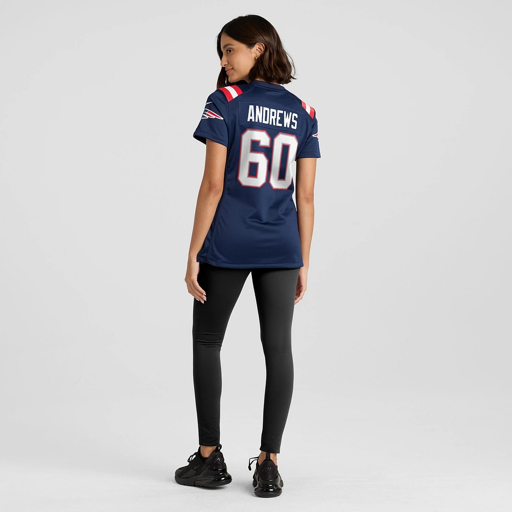 Maillot de match Nike David Andrews pour femme, bleu marine, New England Patriots