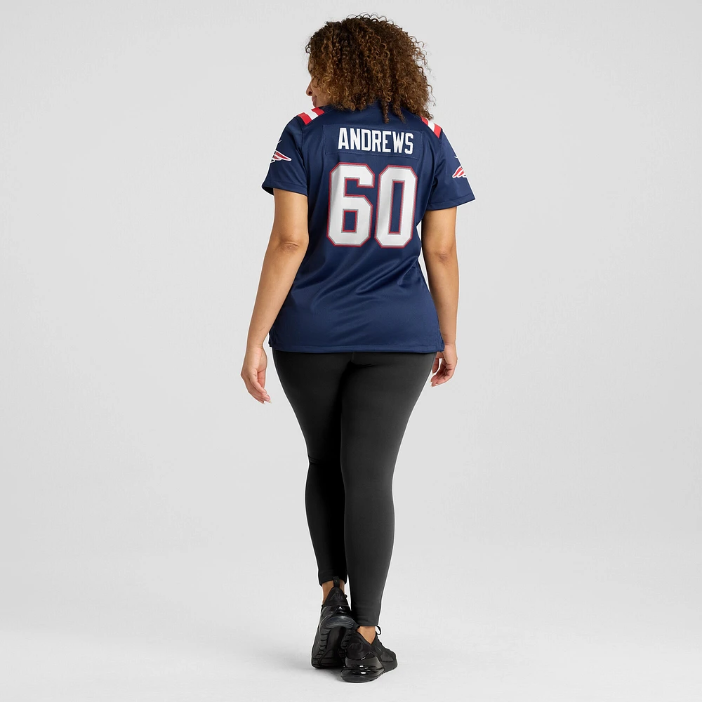 Maillot de match Nike David Andrews pour femme, bleu marine, New England Patriots