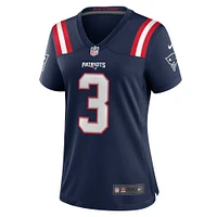 Maillot de match Nike Demario Douglas bleu marine des New England Patriots pour femme