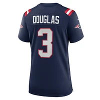 Maillot de match Nike Demario Douglas bleu marine des New England Patriots pour femme