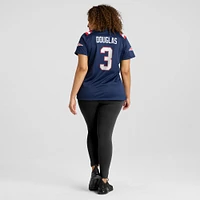 Maillot de match Nike Demario Douglas bleu marine des New England Patriots pour femme