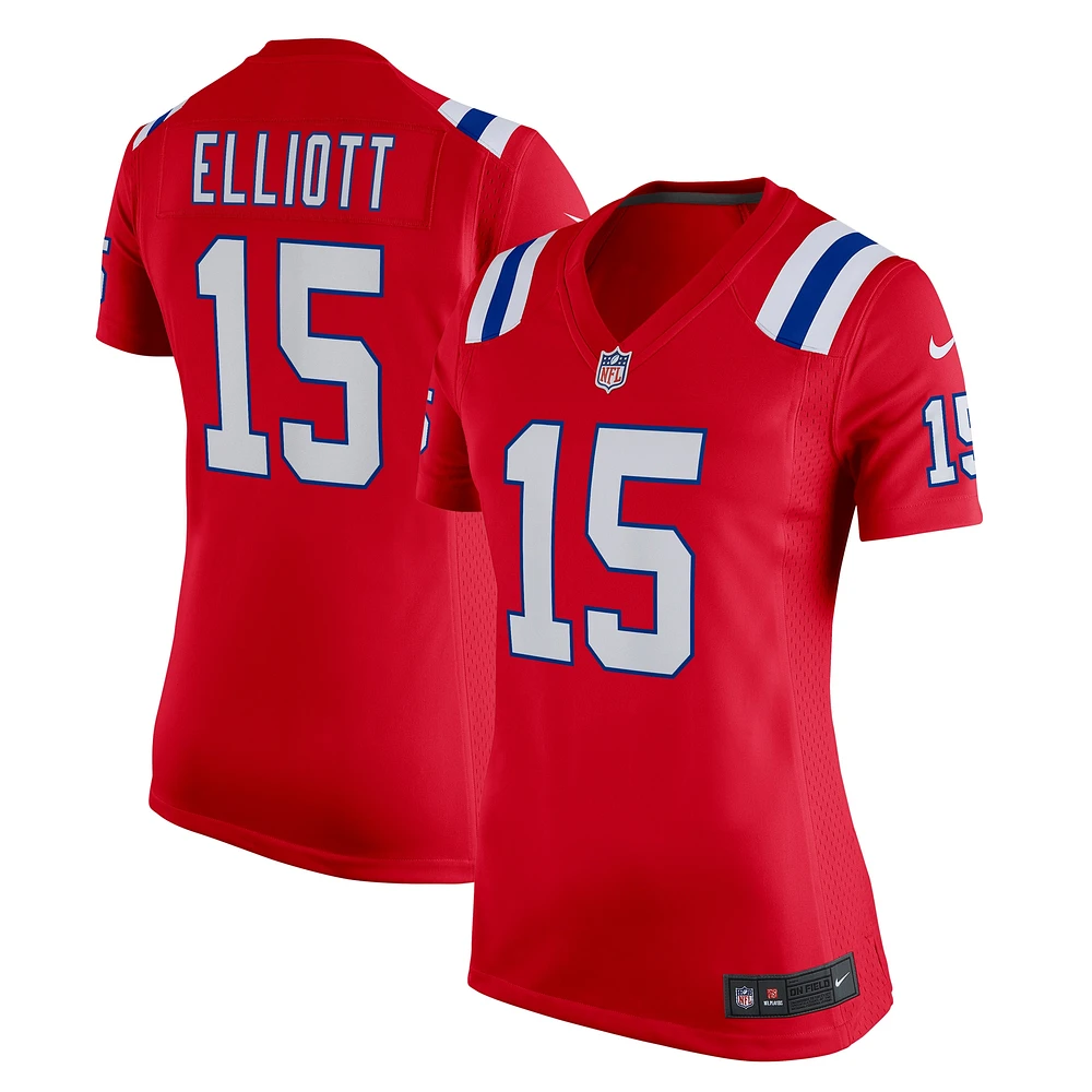 Maillot de joueur jeu alternatif Nike Ezekiel Elliott pour femme des New England Patriots, rouge