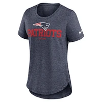 T-shirt à trois mélanges mode Nike Heather Navy New England Patriots pour femmes