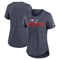 T-shirt à trois mélanges mode Nike Heather Navy New England Patriots pour femmes