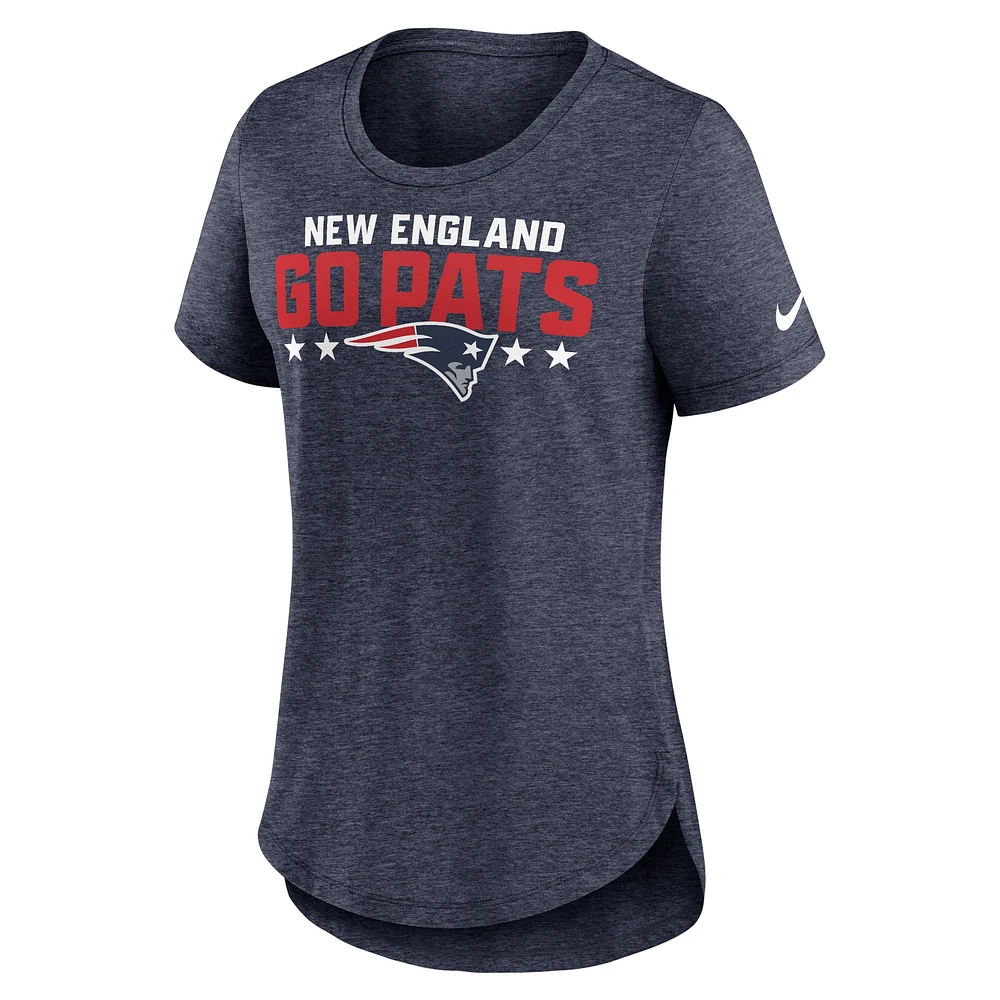 Women's Nike Heather Navy New England Patriots Local Fashion Tri-Blend T-Shirt