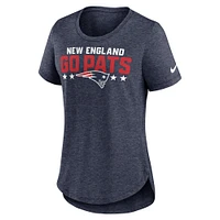 T-shirt à trois mélanges mode locale des Patriots de la Nouvelle-Angleterre Nike pour femme, bleu marine chiné