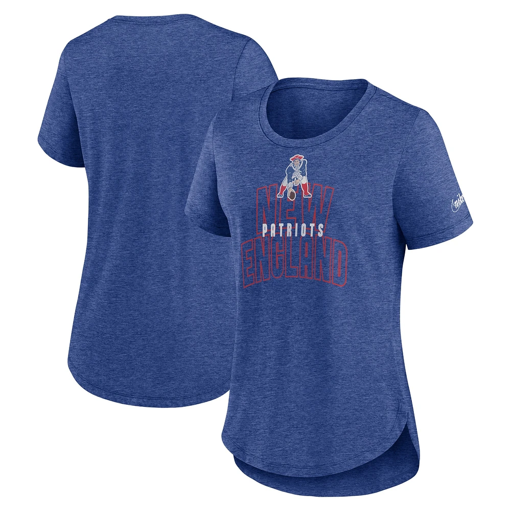 T-shirt mode tri-mélange Nike Heather Royal New England Patriots pour femme