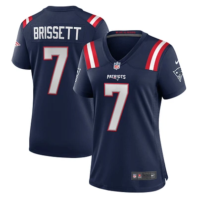 Maillot de match Nike Jacoby Brissett bleu marine des New England Patriots pour femme