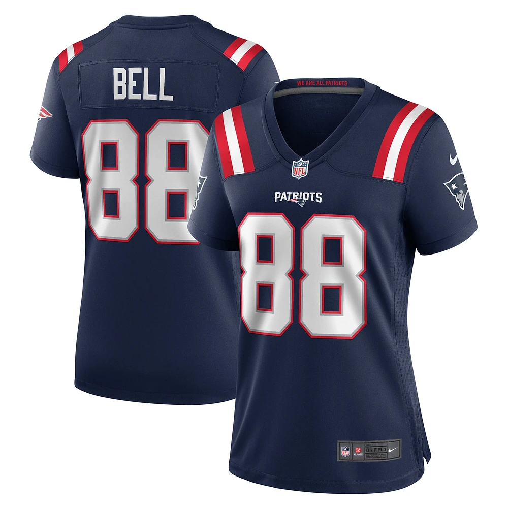 Maillot de match Nike Jaheim Bell bleu marine pour femme des New England Patriots