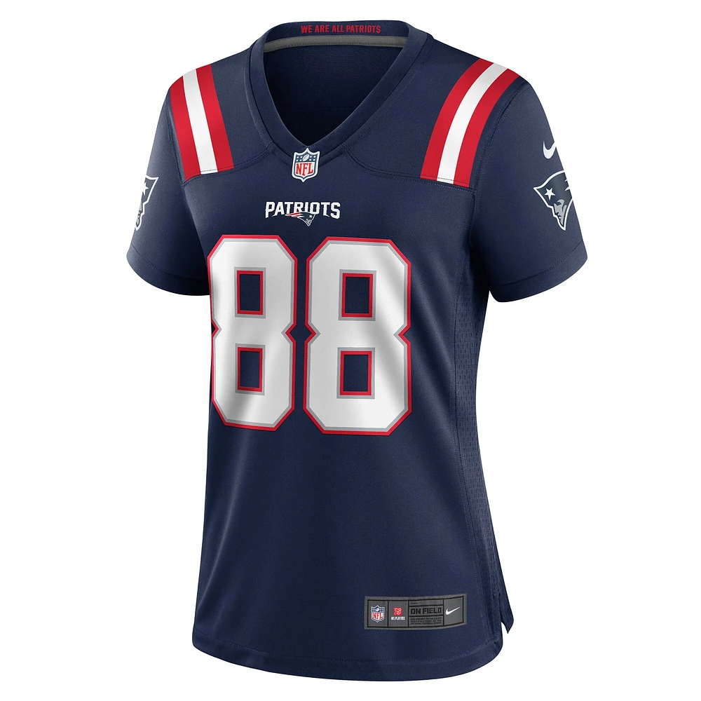 Maillot de match Nike Jaheim Bell bleu marine pour femme des New England Patriots