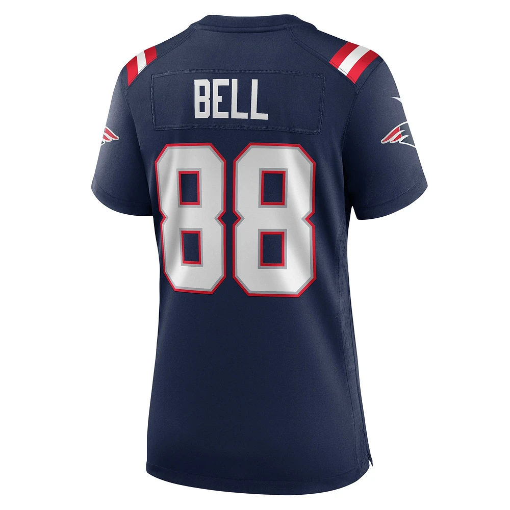 Maillot de match Nike Jaheim Bell bleu marine pour femme des New England Patriots