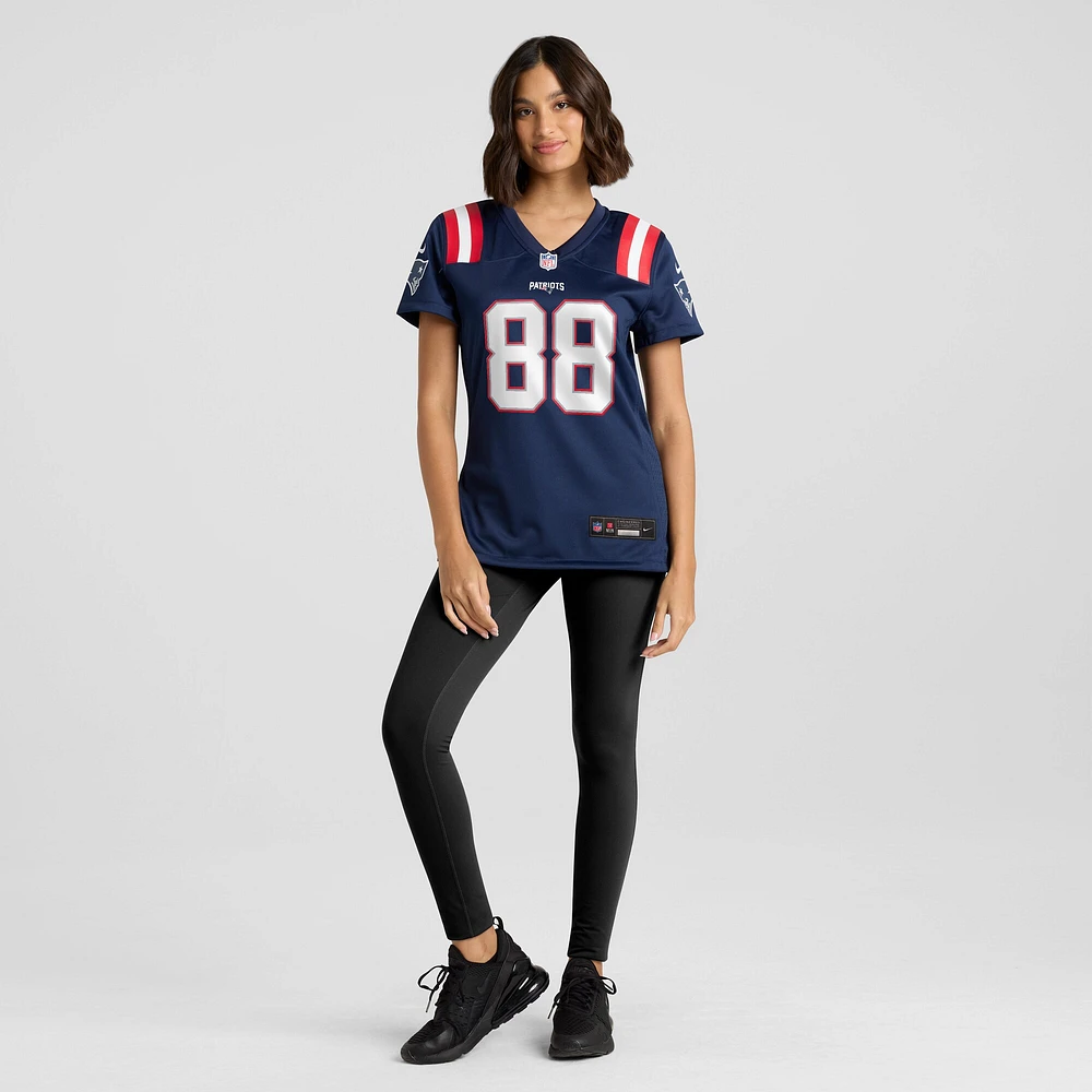 Maillot de match Nike Jaheim Bell bleu marine pour femme des New England Patriots