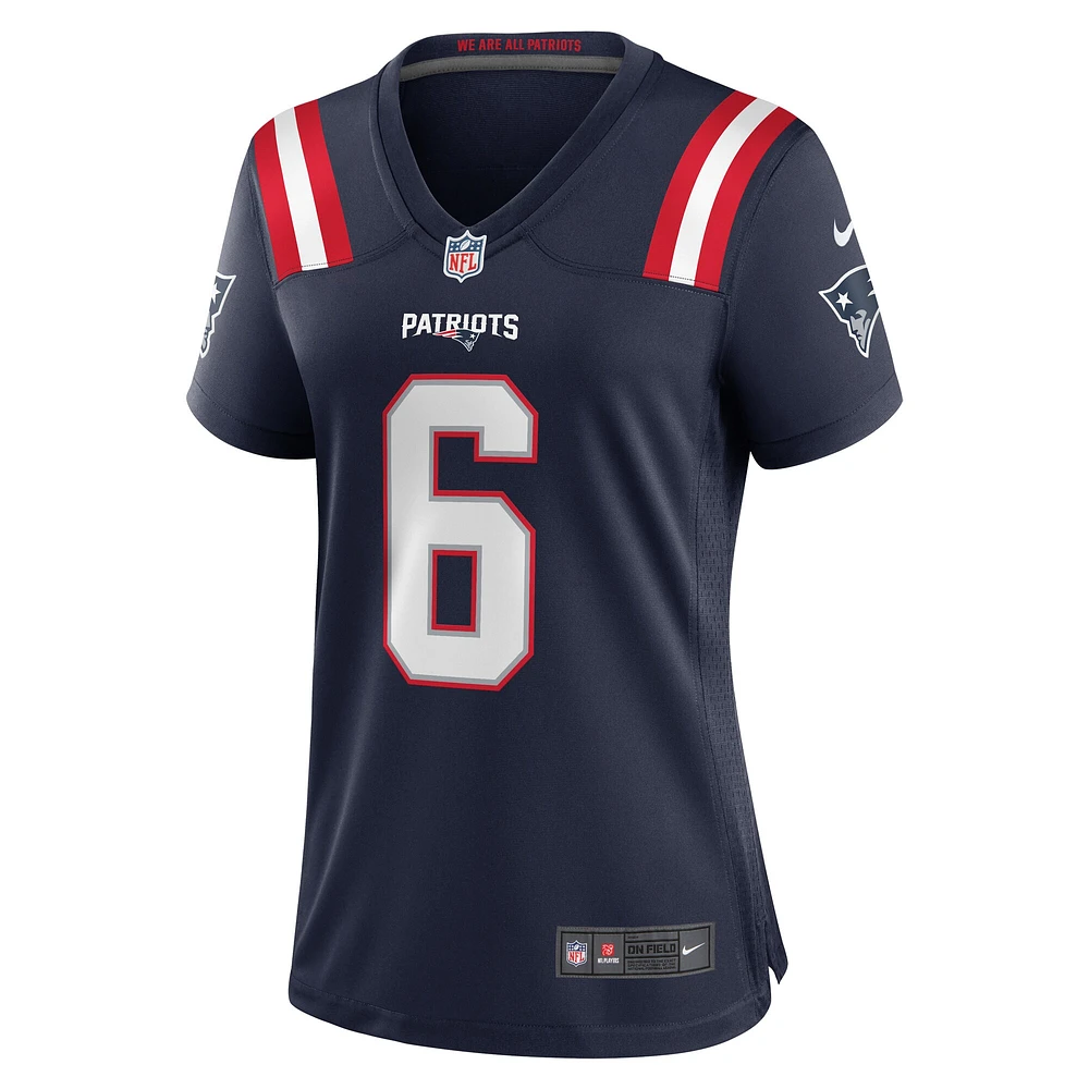 Maillot de match l'équipe Nike Javon Baker des New England Patriots pour femme, bleu marine