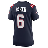 Maillot de match l'équipe Nike Javon Baker des New England Patriots pour femme, bleu marine