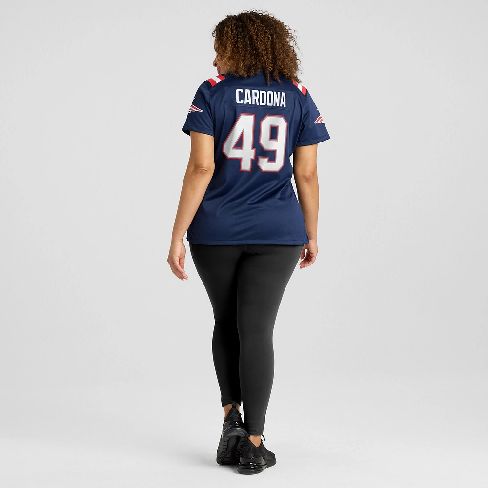 Maillot de match Nike Joe Cardona pour femme, bleu marine, New England Patriots