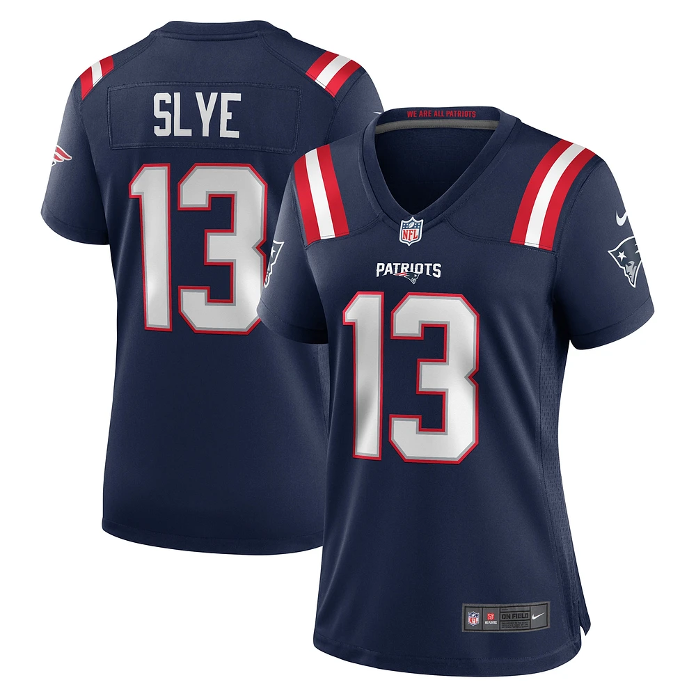 Maillot de match Nike Joey Slye bleu marine des New England Patriots pour femme