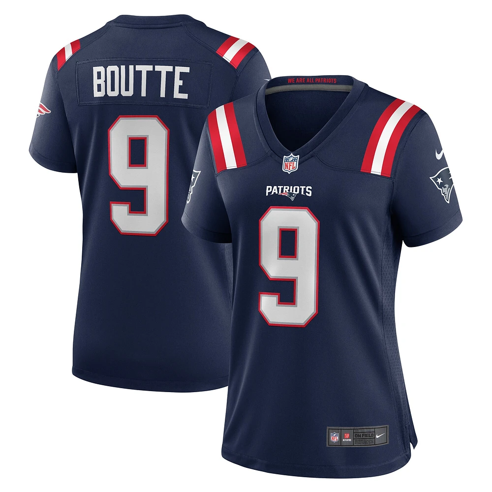 Maillot de match Nike Kayshon Boutte bleu marine pour femme des New England Patriots