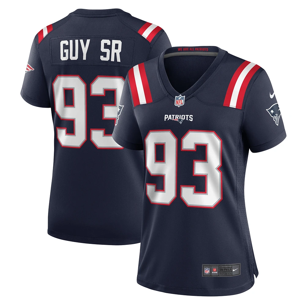 Maillot de match l'équipe Nike Lawrence Guy des New England Patriots pour femme, bleu marine